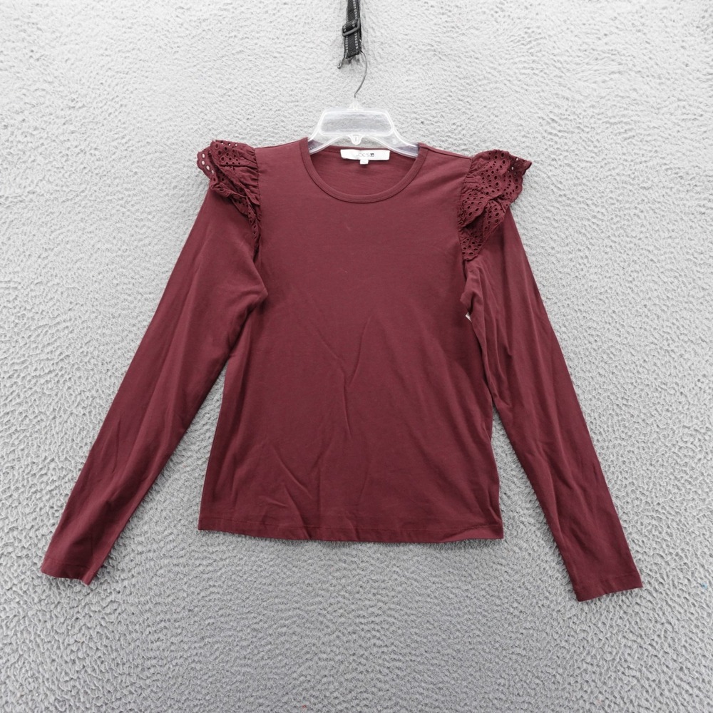 Joes Vineyard Wine Collection Ruffled Lace Long Sleeve Top Womens XS NEW